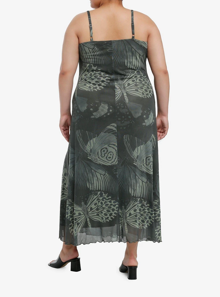 Thorn & Fable Green Butterfly Slit Maxi Dress Plus