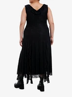 Cosmic Aura Black Lace Slit Maxi Dress Plus