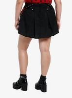 Social Collision Black & Red Chains Pleated Skirt Plus