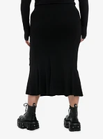 Social Collision Black Chain Slit Mermaid Midi Skirt Plus