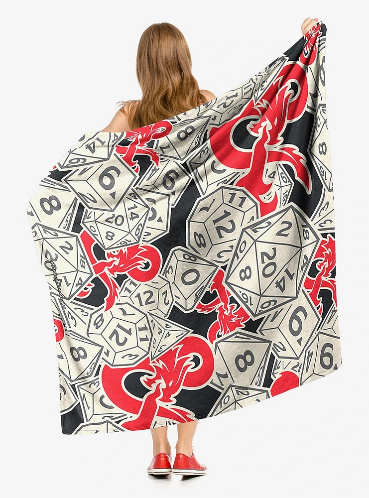 Dungeons & Dragons Logo Dice Silk Touch Throw Blanket