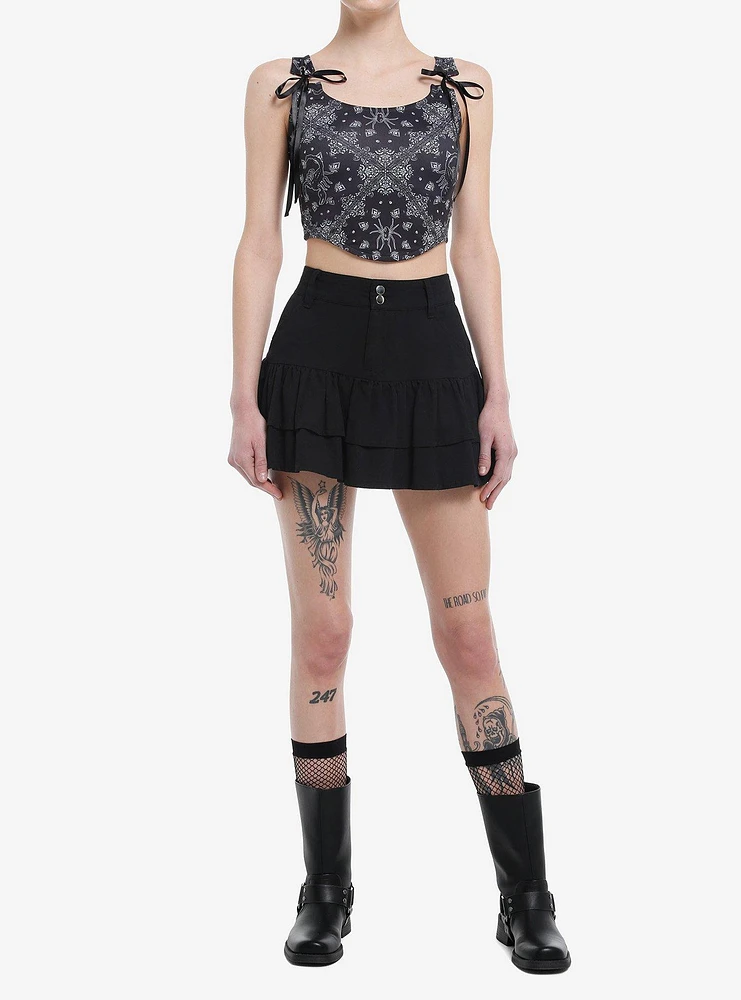 Cosmic Aura Gothic Western Bandana Lace-Up Girls Top