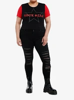 Social Collision Black & Red Rock Star Girls Crop T-Shirt Plus
