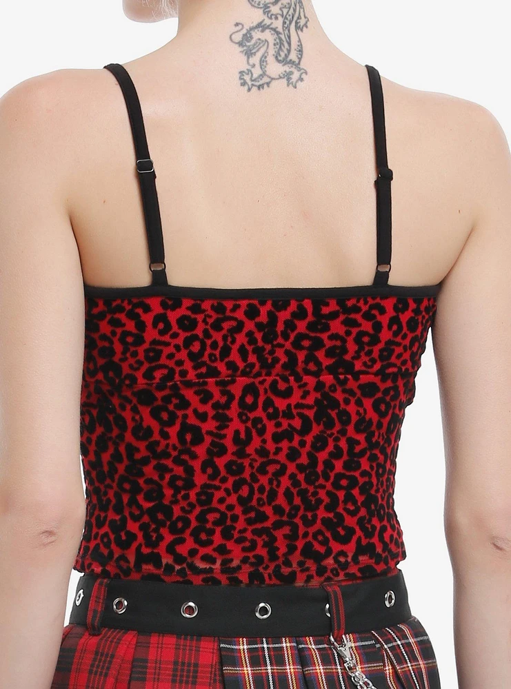 Social Collision Cheetah Bow Mesh Girls Crop Cami