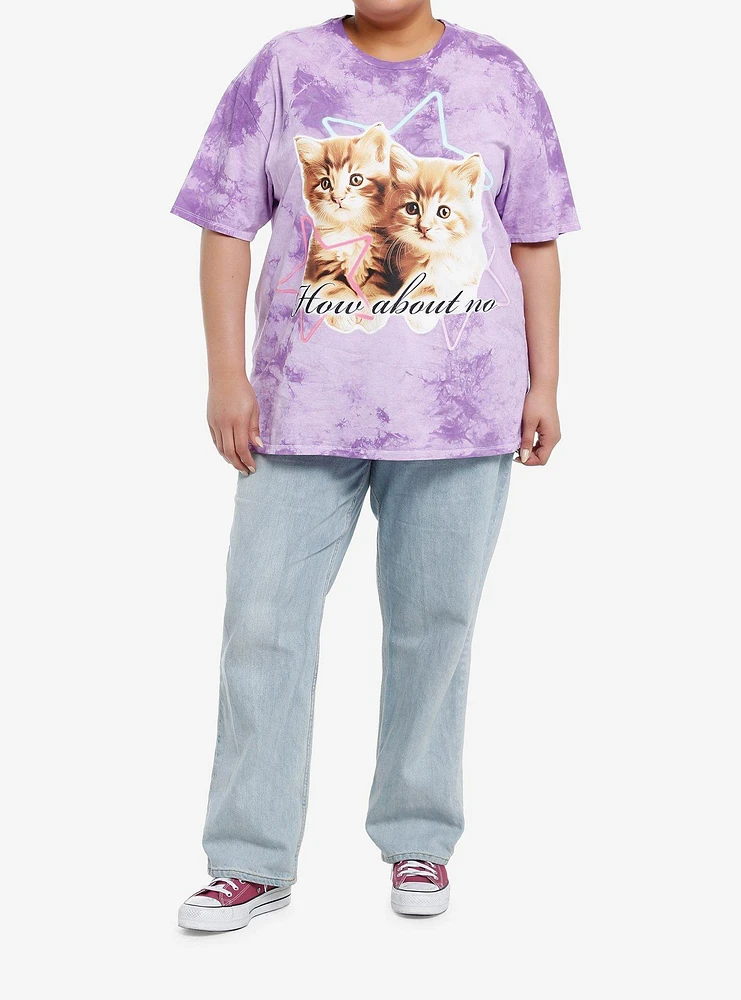 Sweet Society Cats How About No Girls Tie-Dye Oversized T-Shirt Plus