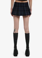 Navy & Dark Green Plaid Micro Mini Skort