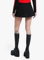 Black Grommet Pleated Skirt