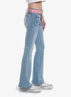 Sweet Society Pink Rhinestone Star Belt Low-Rise Jeans