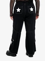 Black Stars & Straps Girls Skate Pants Plus