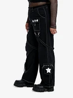 Black Stars & Straps Girls Skate Pants Plus