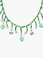 Thorn & Fable Butterfly Floral Heart Bead Necklace