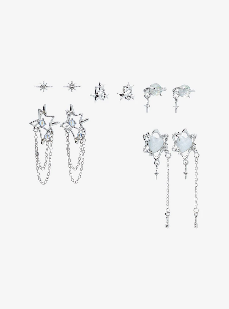 Thorn & Fable Star Heart Planet Drop Earring Set