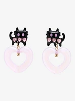 Sweet Society Black Cat Acrylic Heart Earrings