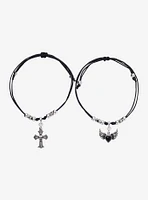 Social Collision Winged Heart Cross Best Friend Cord Bracelet Set