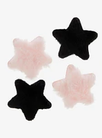 Sweet Society Pink & Black Fuzzy Star Hair Clip Set