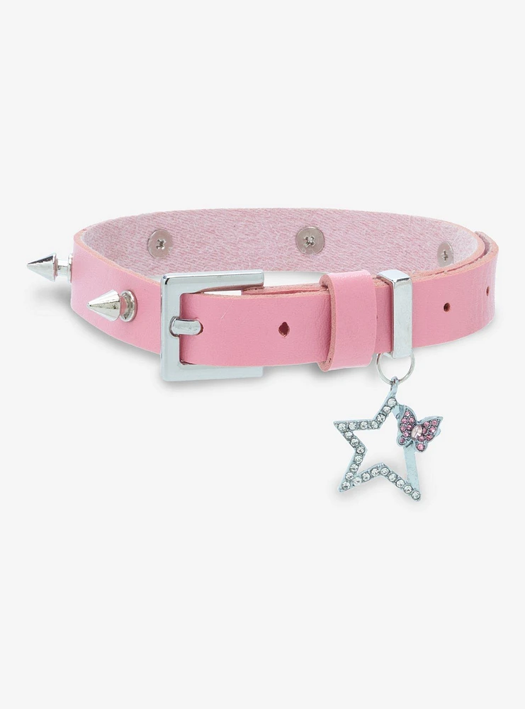 Sweet Society® Pink Buckle Spike Star Choker