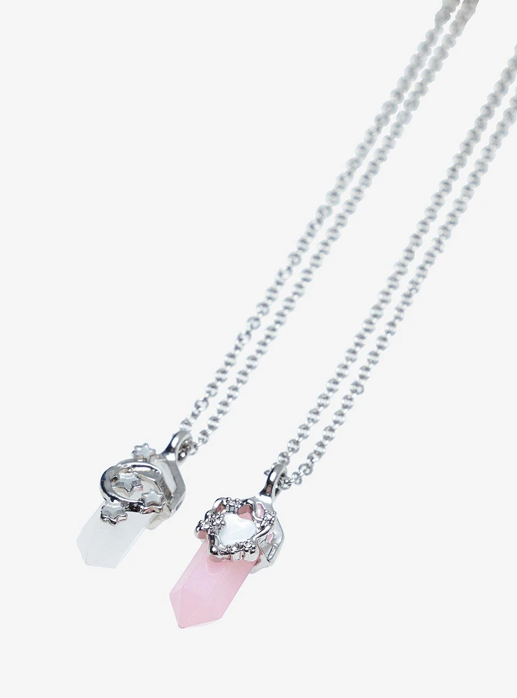 Sweet Society® Heart & Moon Crystal Best Friend Necklace Set
