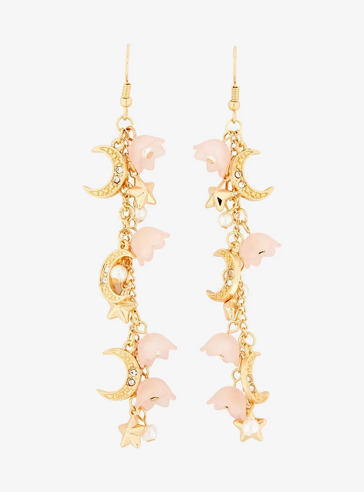 Thorn & Fable Celestial Sakura Drop Earrings