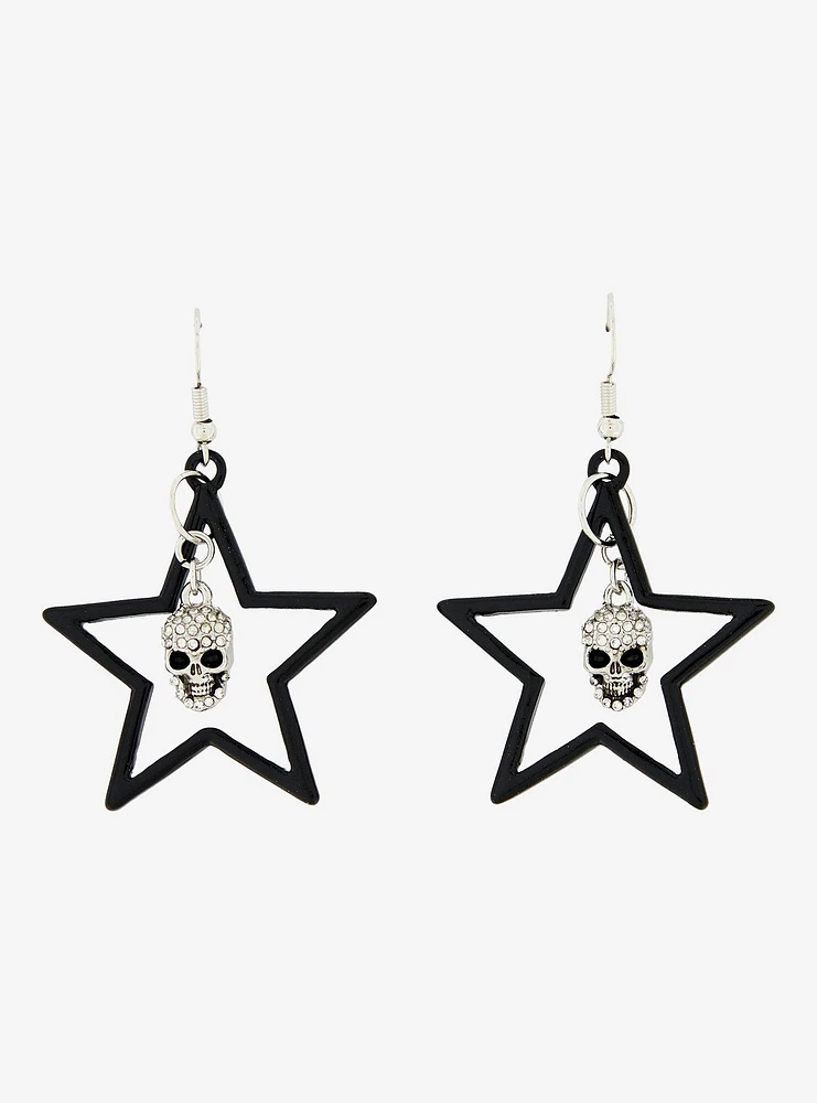 Social Collision Rhinestone Skull Star Pendant Earrings