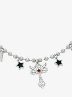 Social Collision Star Gothic Cross Ball Chain Choker