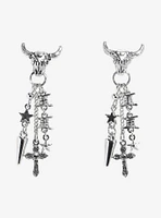 Social Collision Bull Barbed Wire Cross Earrings