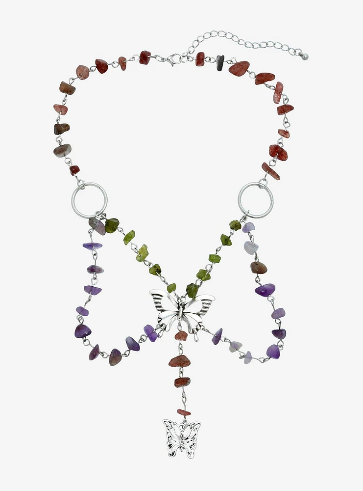 Thorn & Fable Butterfly Colorful Stone Necklace