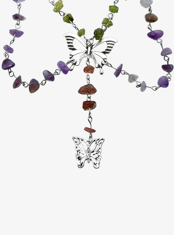 Thorn & Fable Butterfly Colorful Stone Necklace