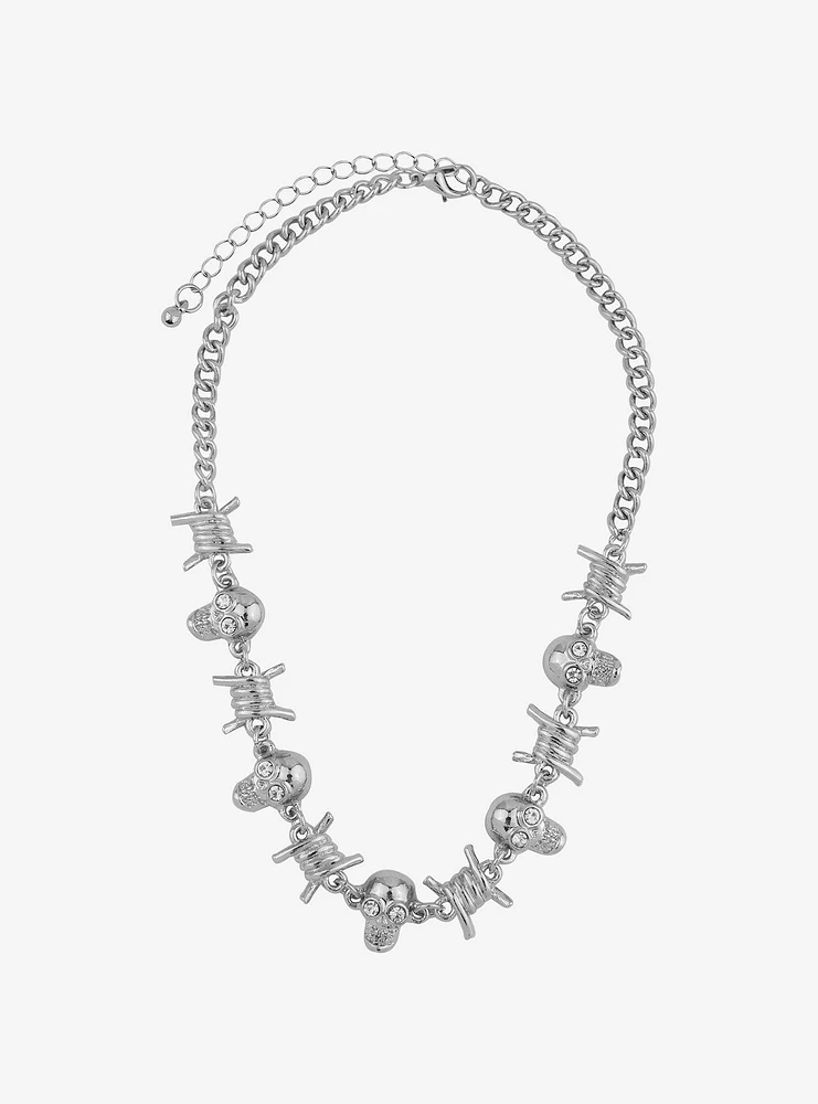 Social Collision Skull Barbed Wire Choker