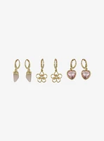 Sakura Heart Crystal Mini Hoop Earring Set