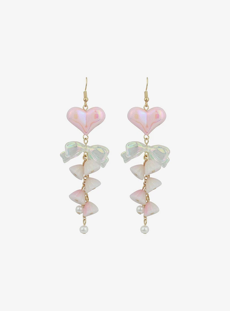 Thorn & Fable Heart Bow Lily Drop Earrings