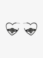 Social Collision Heart Skull Planet Hoop Earrings