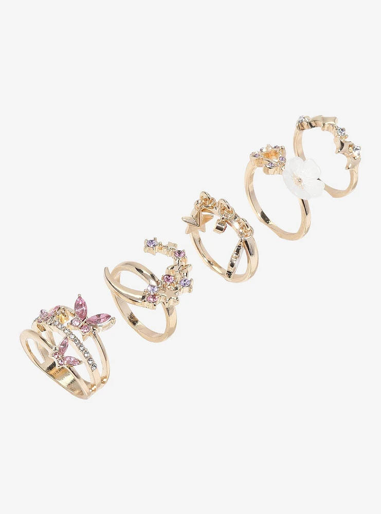 Sweet Society Sakura Moon Gems Ring Set