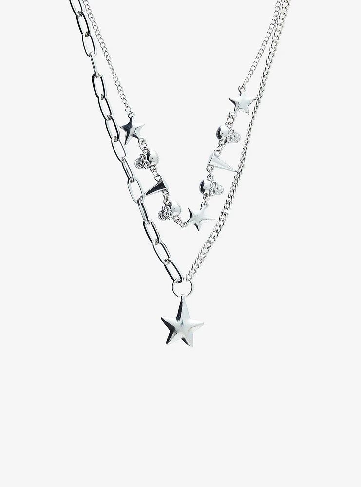 Social Collision Star Spike Layered Necklace