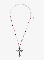 Social Collision Skull Gothic Red Cross Necklace