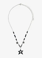 Social Collision Black Star Bead Necklace