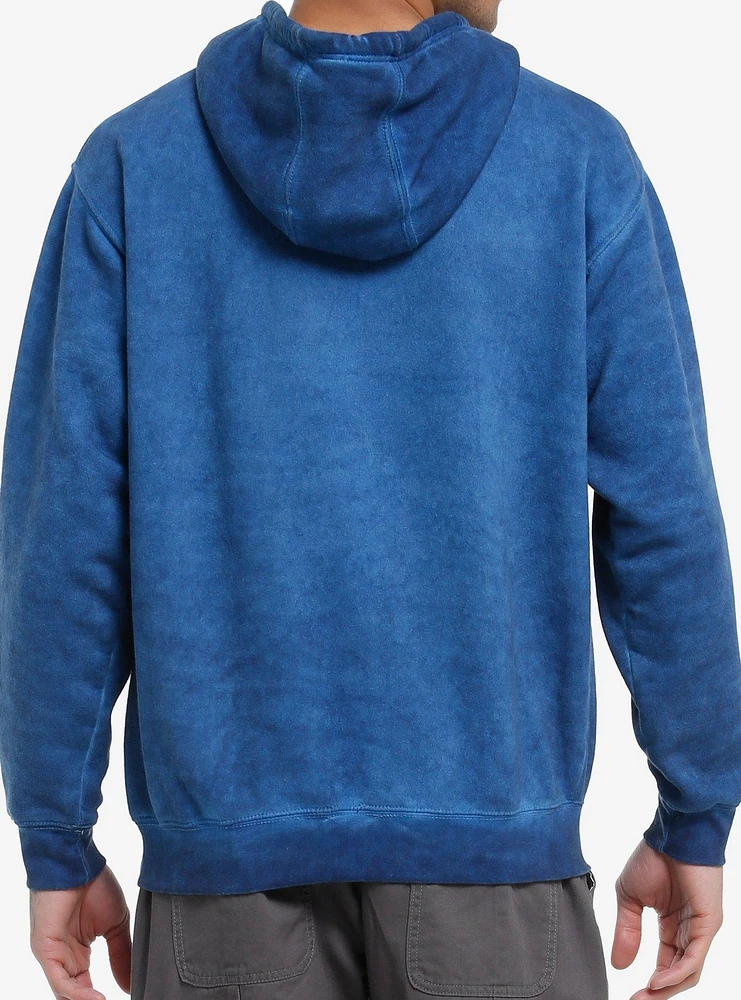 Dread Angel Statue Blue Oil Wash Hoodie