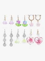 Thorn & Fable Tulip Flower Heart Glass Earring Set