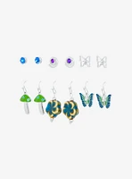 Thorn & Fable Mushroom Butterfly Gem Earring Set