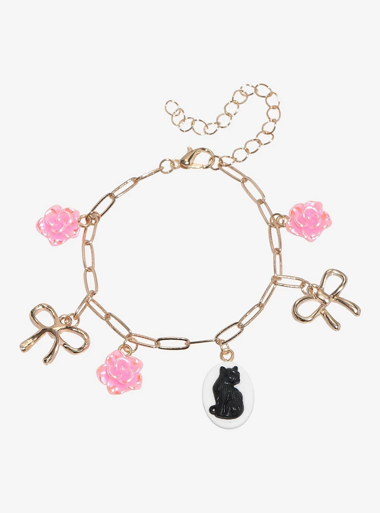 Sweet Society Bow Flower Charm Bracelet