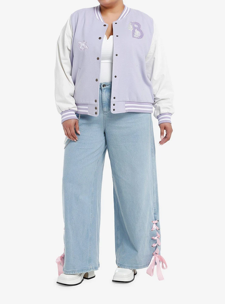 Her Universe Bridgerton Lavender Girls Varsity Jacket Plus