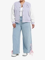 Her Universe Bridgerton Lavender Girls Varsity Jacket Plus