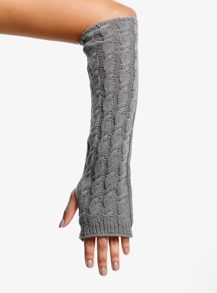 Grey Cable Knit Arm Warmers