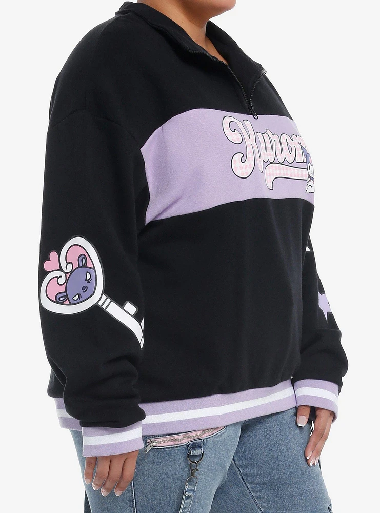 Kuromi Varsity Star Girls Quarter Zip Jacket Plus