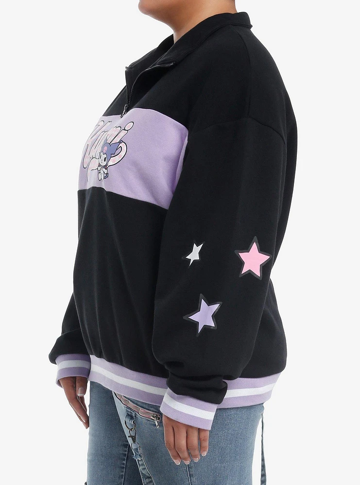 Kuromi Varsity Star Girls Quarter Zip Jacket Plus