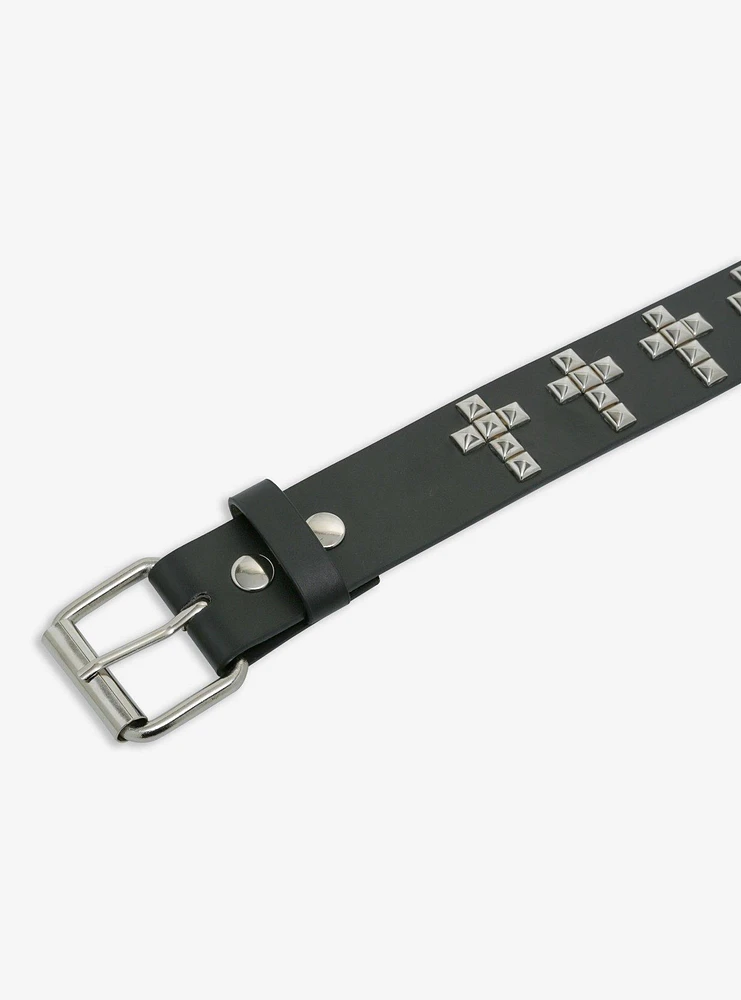 Black Pyramid Stud Cross Belt