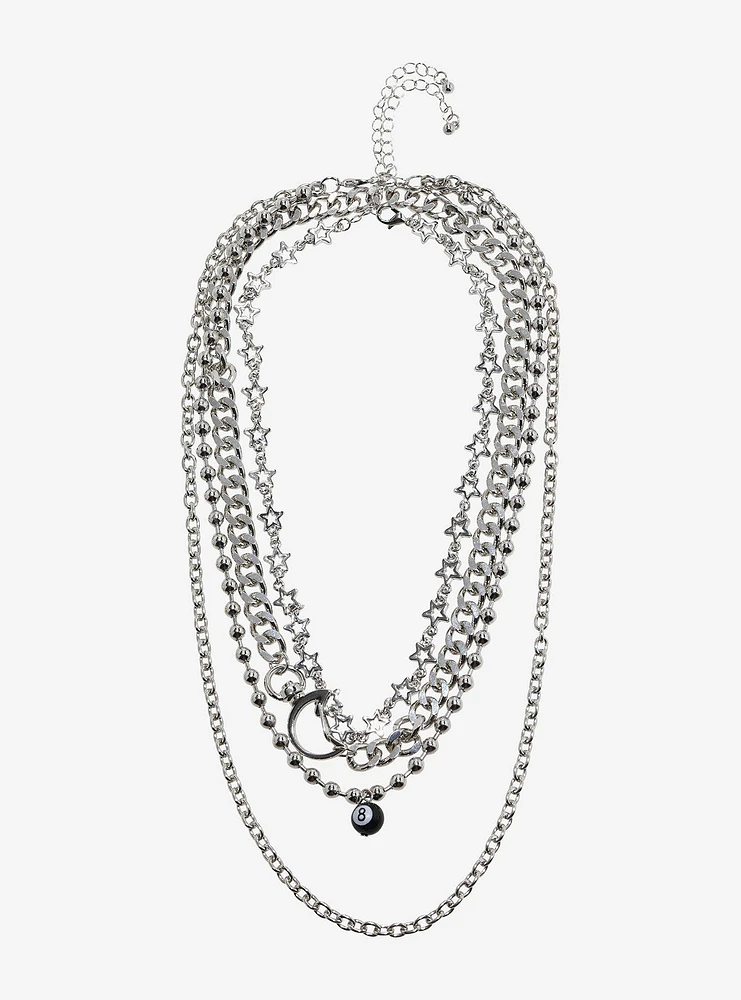 8 Ball Star Chain Necklace Set