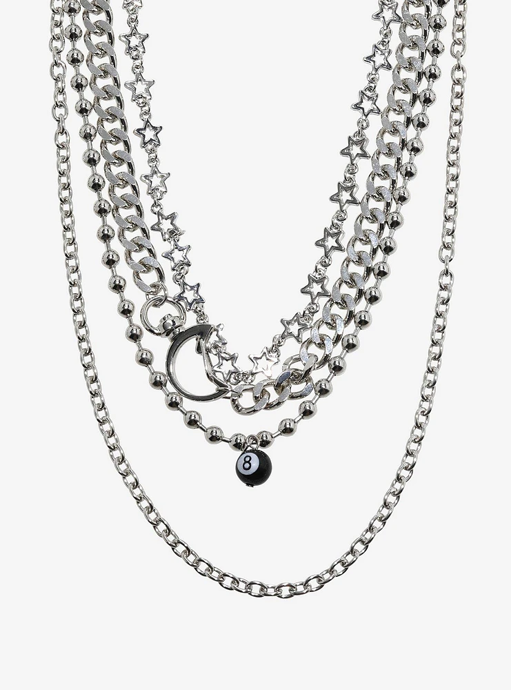 8 Ball Star Chain Necklace Set