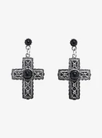 Social Collision Ornate Cross Earrings