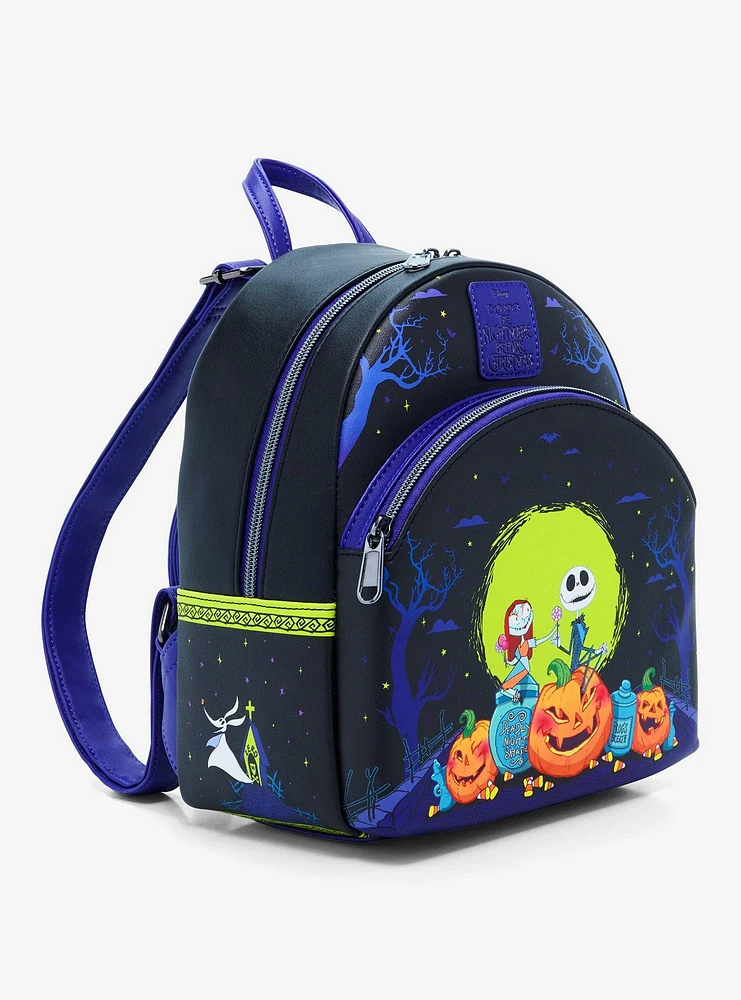 Loungefly The Nightmare Before Christmas Jack & Sally Pumpkins Mini Backpack