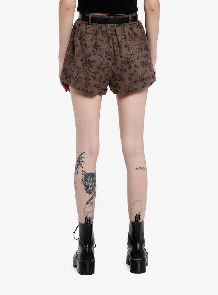 Thorn & Fable Skeleton Fairy Belted Girls Shorts